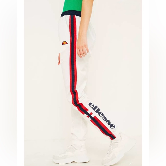 Ellesse Flogrida White Red Stripe Track Pants Joggers Size 8 - Picture 2 of 13